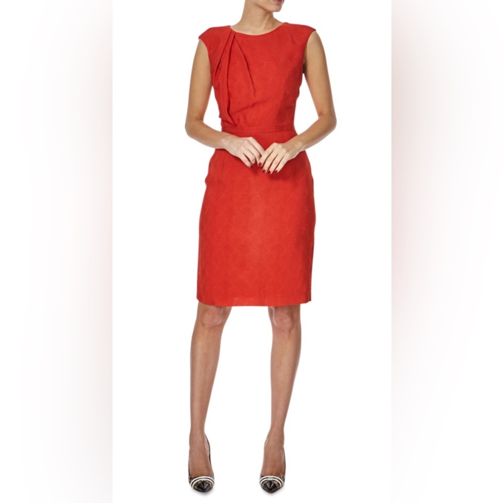 NWT BOSS BY HUGO BOSS Red Grosgrain Ribbon Dumila Dress, Size 14